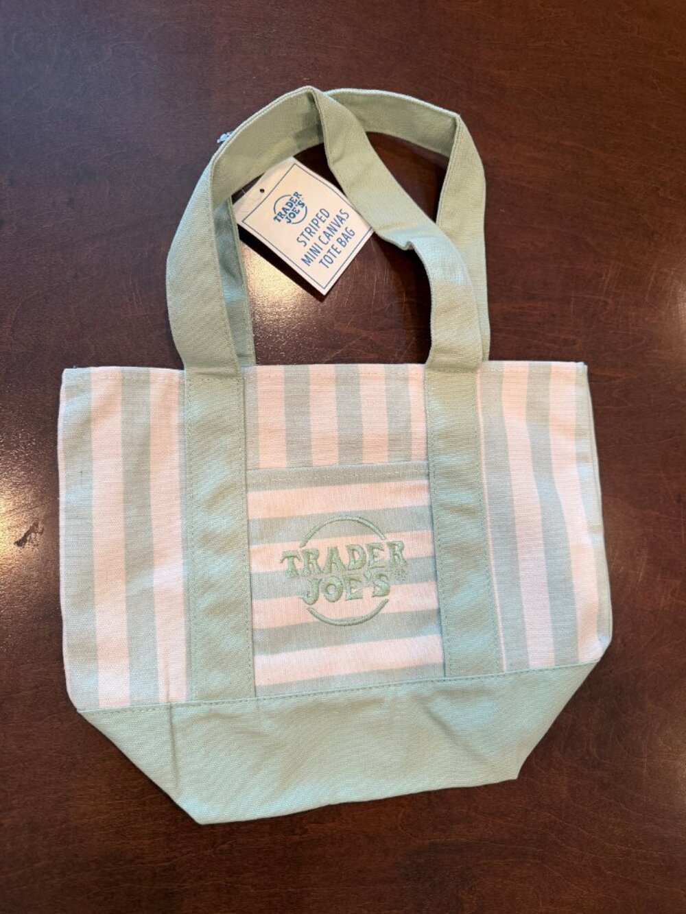 NEW Set of 4 new striped TRADER JOES MINI TOTE BAGS - 1 of each color - Picture 5 of 5